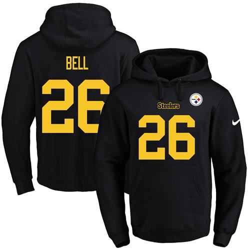 Nike Steelers #26 Le'Veon Bell Black(Gold No.) Name & Number Pullover NFL Hoodie - Click Image to Close